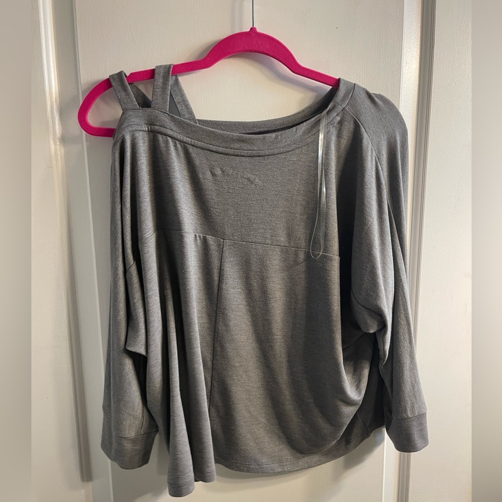COPY - Aero Gray Slouchy Crop Top Mid Sleeve Light Weight Sweater